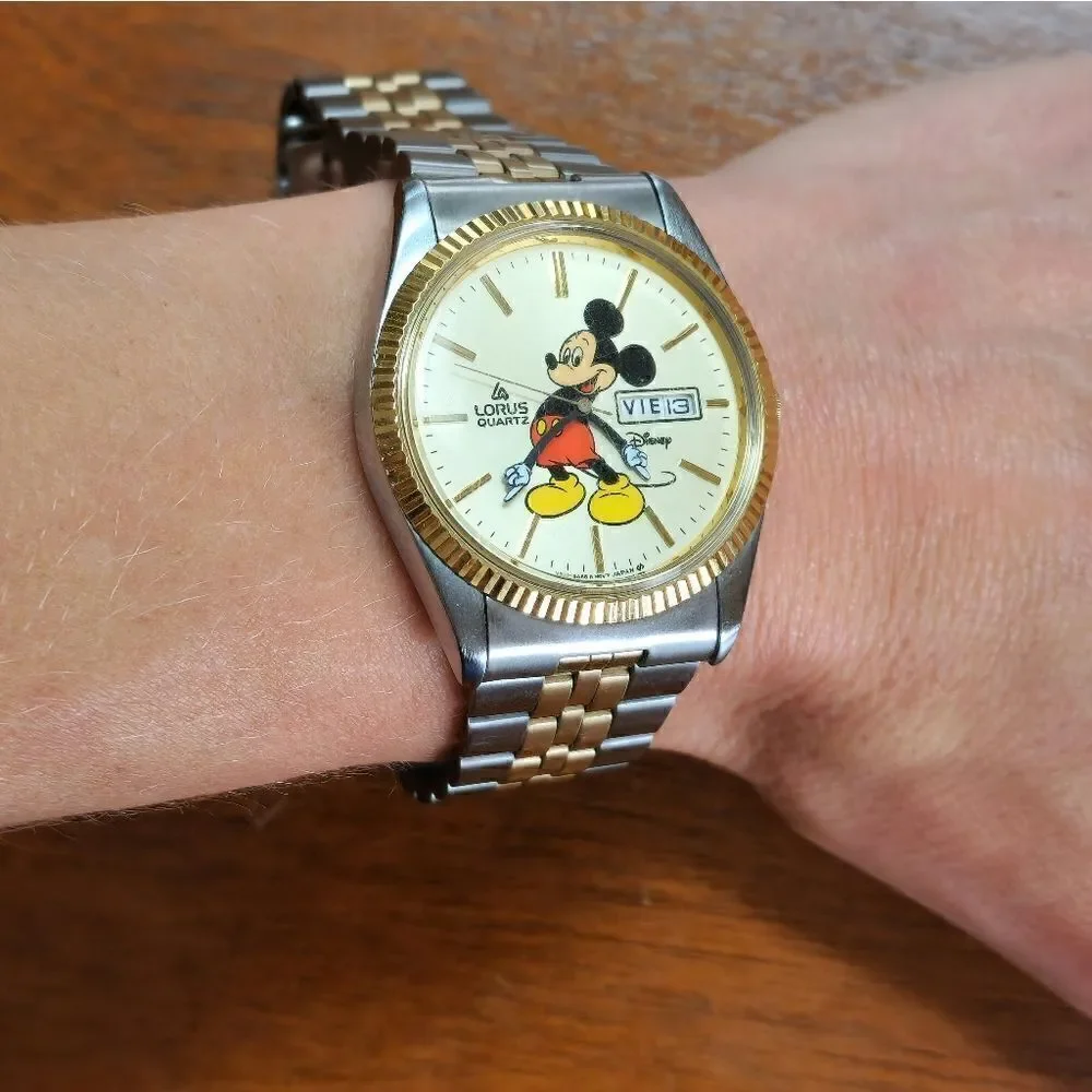 Vintage two tone Lorus mickey mouse watch